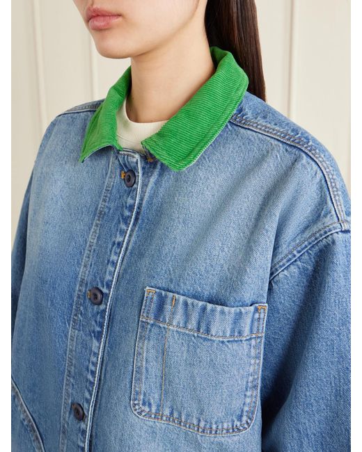 Doen Blue Pascual Corduroy-Trimmed Denim Jacket
