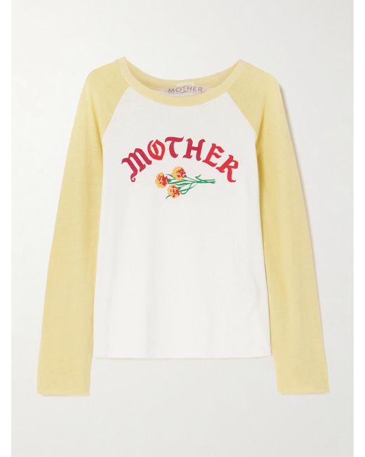 Mother White The Vintage Sporty Concert Printed Cotton-Blend Jersey T-Shirt