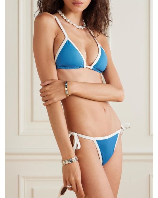 Marysia Swim Blue Porto Two-Tone Triangle Bikini Top