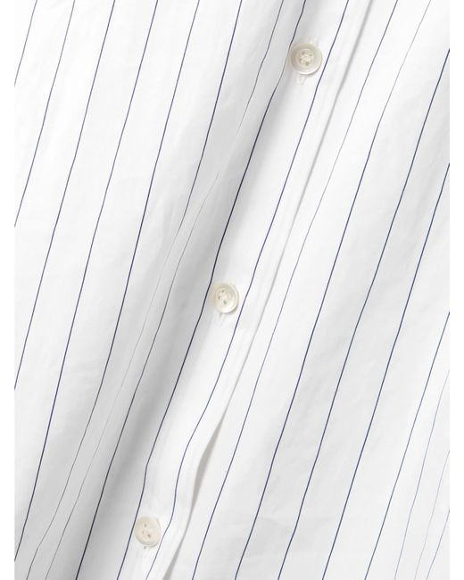 Dries Van Noten White Oversized-Hemd Aus Baumwollpopeline Mit Nadelstreifen