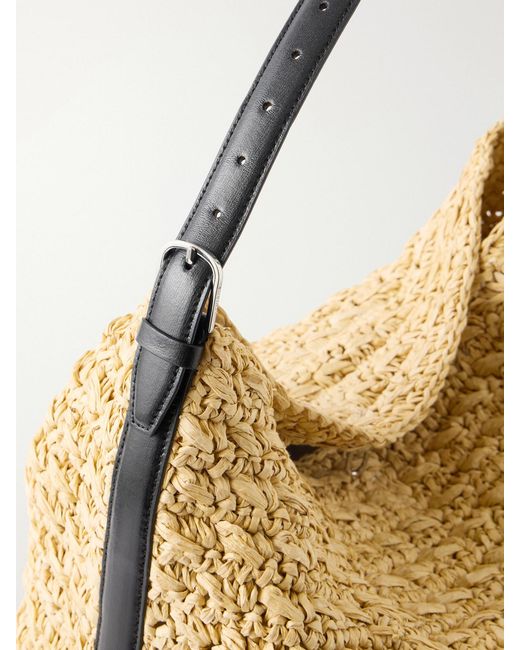 Totême Natural Leather-Trimmed Raffia Shoulder Bag