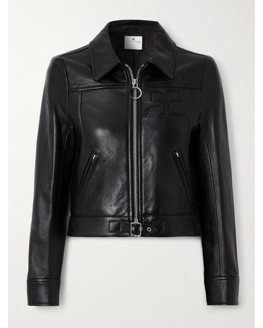 Courreges Black Embossed Leather Jacket