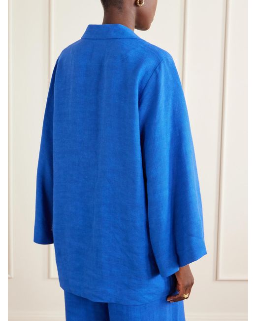 Lisa Marie Fernandez Blue Tie-Detailed Woven Tunic