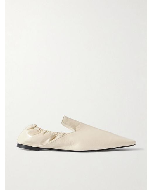 Totême White Gathered Leather Loafers