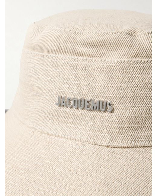 Jacquemus White Le Bob De Nimes Fischerhut Aus Einer Leinen-Baumwollmischung Mit Verzierungen