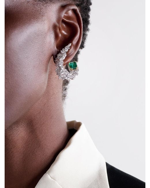YEPREM Natural 18-Karat And, Emerald And Diamond Earrings