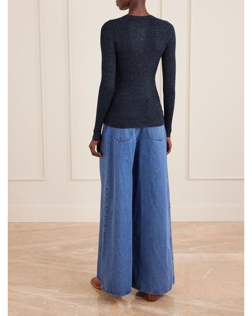 Gabriela Hearst Blue Anges Ribbed Cashmere, Silk And Hemp-Blend Henley Top
