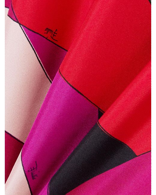 Emilio Pucci Pink Asymmetric Printed Silk-Twill Maxi Skirt