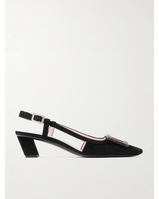 Roger Vivier Black Belle Vivier 45 Suede Slingback Pumps
