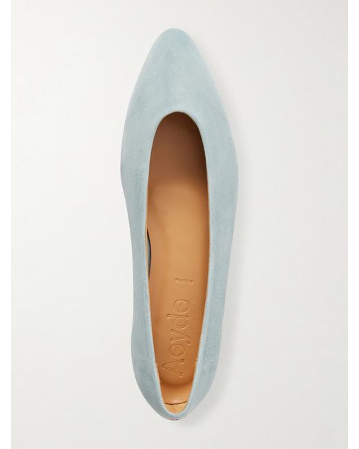 Aeyde White Ellie Suede Ballet Flats