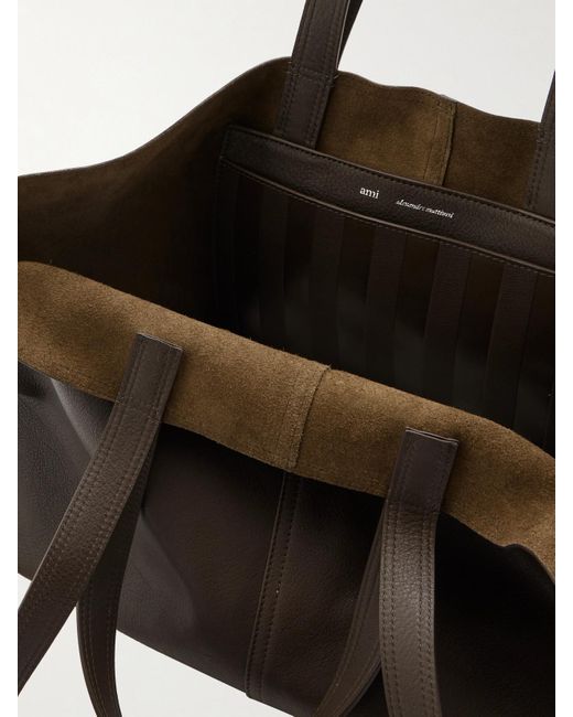 AMI Black Tote Aus Strukturiertem Leder