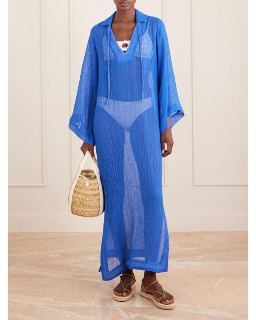 Lisa Marie Fernandez Blue Linen-Blend Coverup