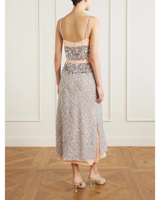 Rabanne White Sequined Chiffon Maxi Dress