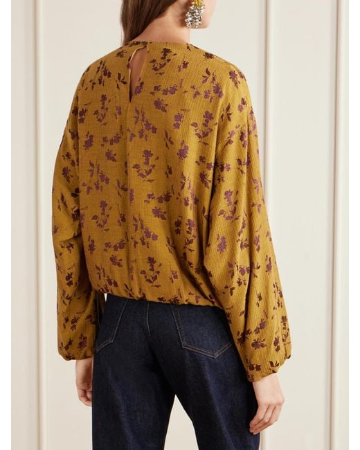 Dries Van Noten Metallic Floral-Jacquard Cloqué Blouse