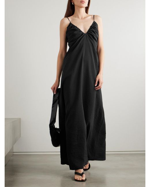 Rohe Black Maxikleid Aus Crêpe Aus Einer Seidenmischung Mit Freier Rückenpartie Und Raffungen