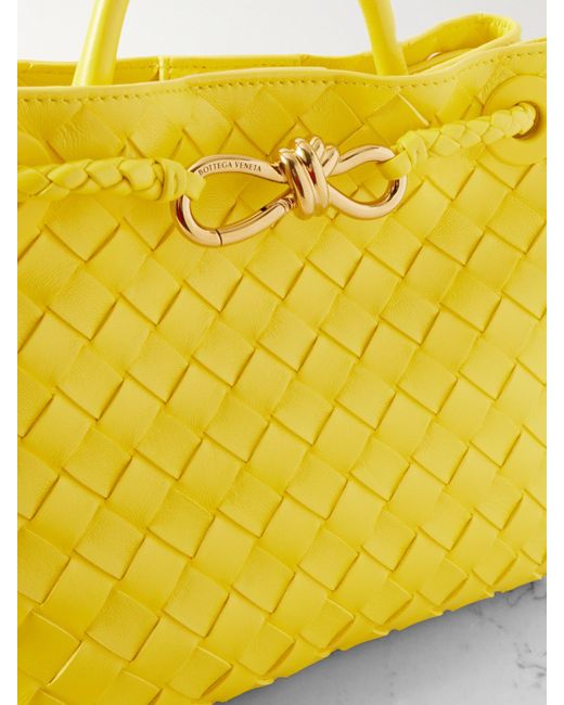 Bottega Veneta Yellow Andiamo Small Intrecciato Leather Tote