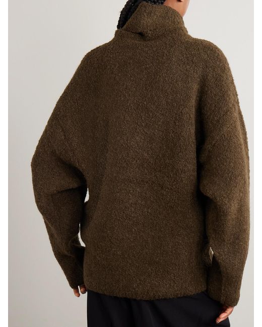 Totême  Brown Bouclé Turtleneck Sweater
