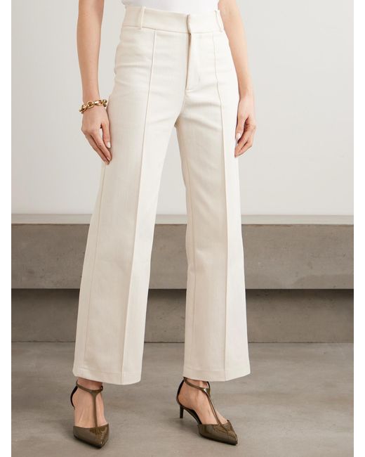 D'Estree Natural Yoshitomo Pleated Denim Straight-Leg Pants