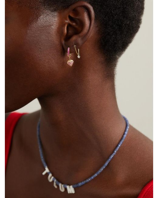 Roxanne First Natural Dangly 14-Karat Sapphire And Ruby Single Earring