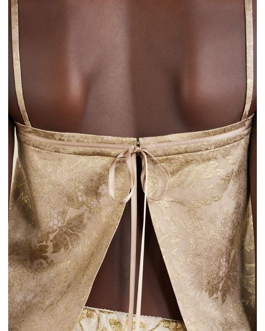 Saint Laurent Natural Metallic Floral-Jacquard Tank