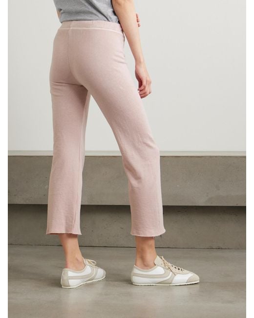 James Perse Natural Cropped Cotton-Terry Track Pants