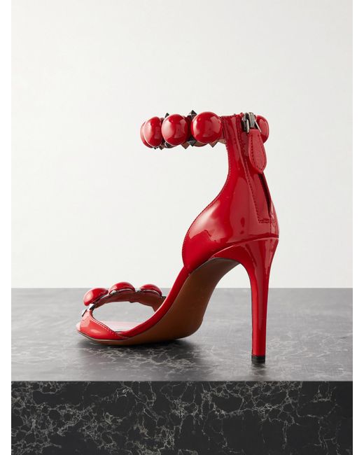 Alaïa Red La Bombe 90 Studded Patent-Leather Sandals