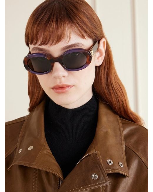 Céline Brown Triomphe Oval-Frame Acetate Sunglasses
