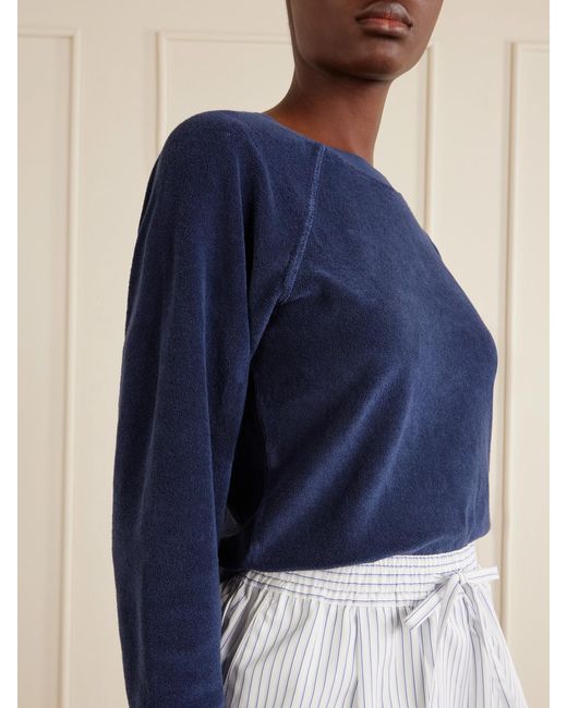 Suzie Kondi Blue Tilos Cotton-Blend Terry Sweater