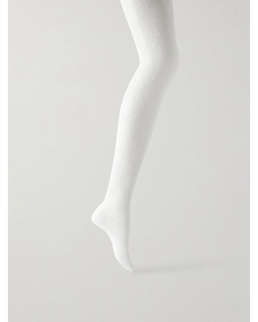 Valentino Garavani White Strumpfhose Aus Stretch-Spitze