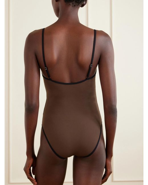 Totême  Brown Two-Tone Swimsuit