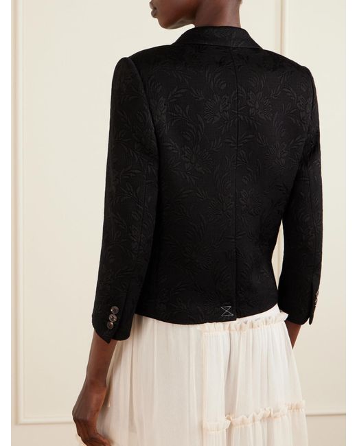 Dries Van Noten Black Bamis Floral-Jacquard Blazer