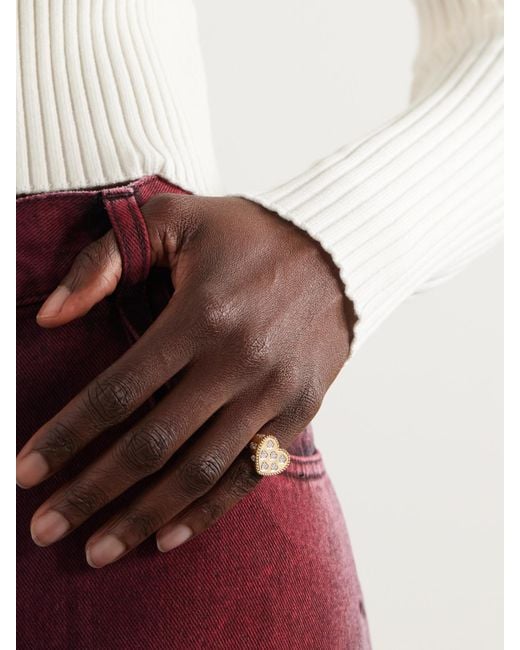 Yvonne Léon Natural 9-karat Gold Diamond Signet Ring