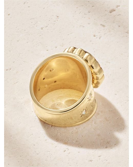 Marlo Laz Natural Alix Cigar 14-Karat, Aquamarine And Diamond Ring