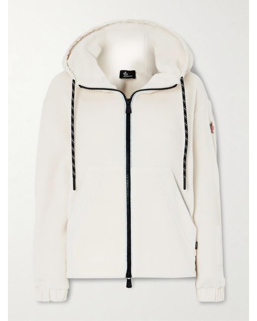 Moncler Natural Hooded Shell-Trimmed Fleece Ski Jacket