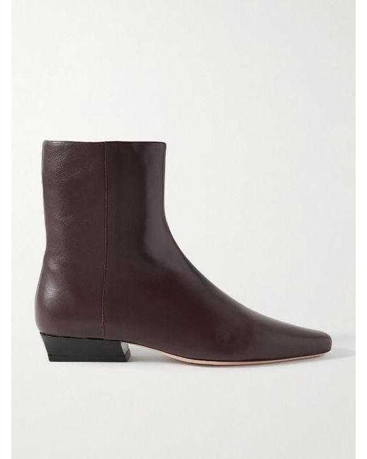 Staud Brown Wally Leather Ankle Boots