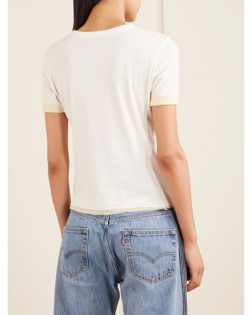 B Sides White Reversible Ribbed-Knit Cotton-Crepe T-Shirt