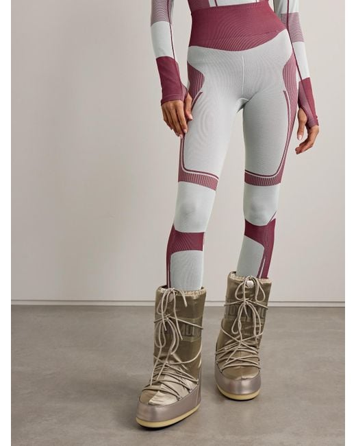 Adidas By Stella McCartney Gray Truenature Leggings Aus Recyceltem, Geripptem Stretch-Strick Mit Jacquard-Muster
