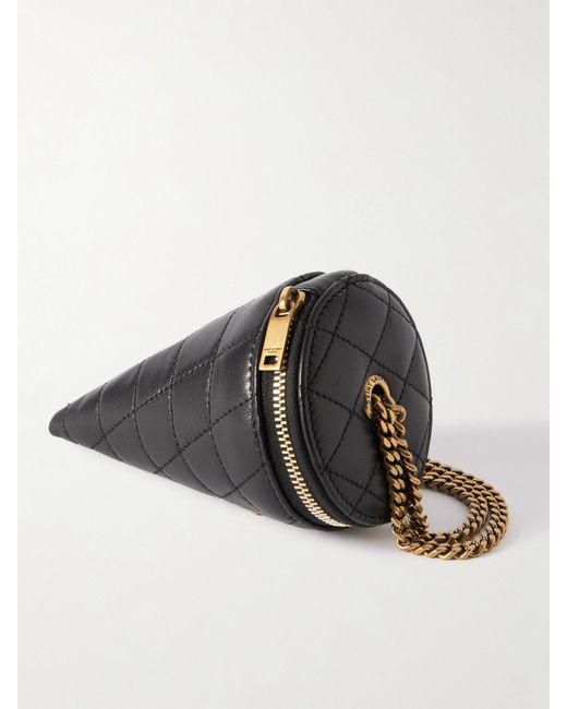 Saint Laurent Black Beutel Aus Gestepptem Leder Mit Verzierung