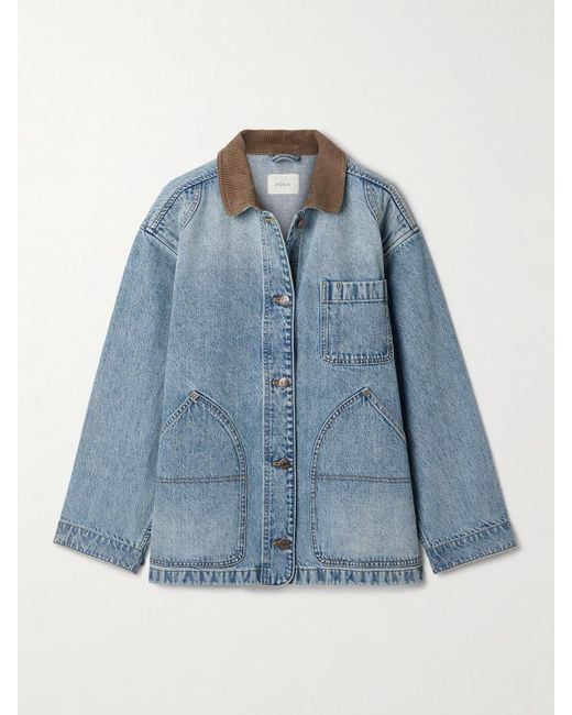 Doen Blue Pascual Corduroy-Trimmed Denim Jacket