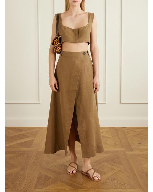 LeKasha Natural Rayi Linen Maxi Skirt