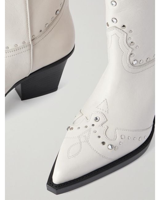 Paris Texas White Janice Embellished Leather Cowboy Boots