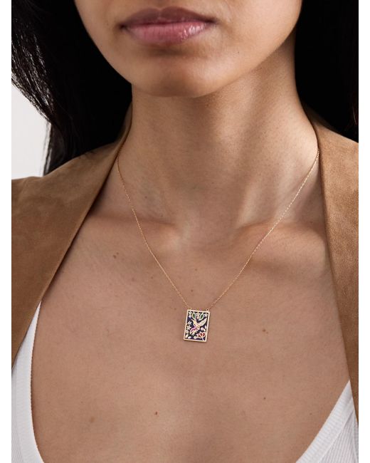 L'Atelier Nawbar Natural Fly Like A Bird 18-Karat, Enamel And Diamond Necklace