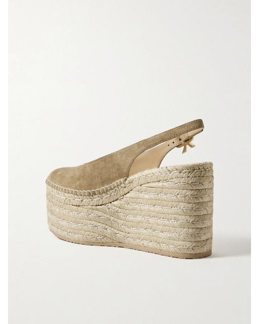 Gianvito Rossi Natural 110 Suede Slingback Platform Espadrilles