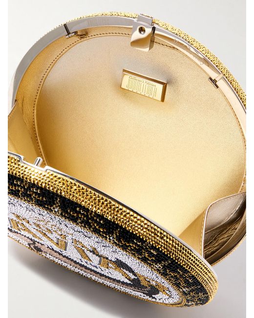 Judith Leiber Gray Royal Caviar Clutch Mit Silberfarbenen Details Und Kristallen