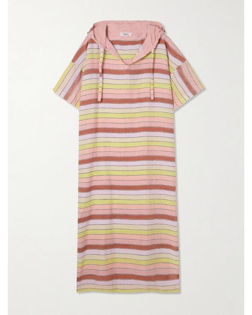 Lemlem Pink Beritu Hooded Striped Cotton-Blend Coverup