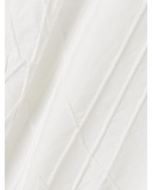 Sea White Camden Ruched Embroidered Cotton-Poplin Peplum Top