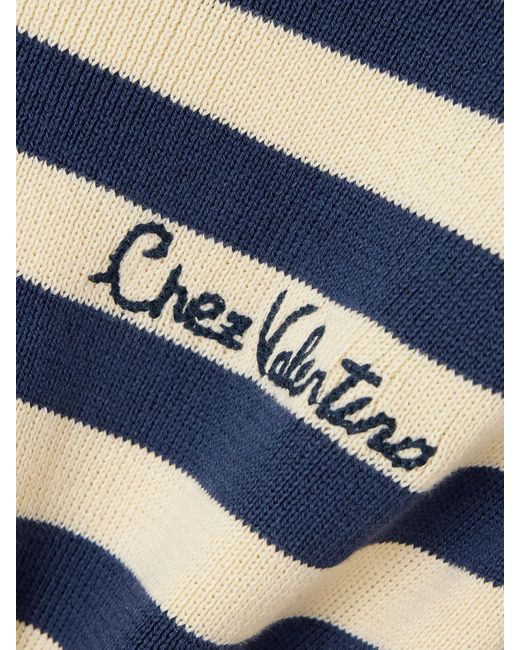 Valentino Garavani Blue Embroidered Striped Cotton Sweater