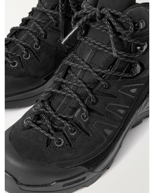 Salomon Black X-Alp Mid Ltr Gtx Schnürstiefel Aus Veloursleder Und Canvas Mit Gummibesätzen
