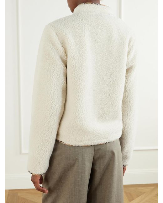Burberry Natural Check-Trimmed Wool-Blend Plush Jacket