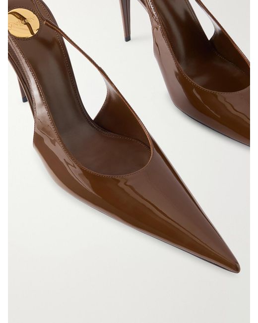 Saint Laurent Brown Guermantes Leather Slingback Pumps